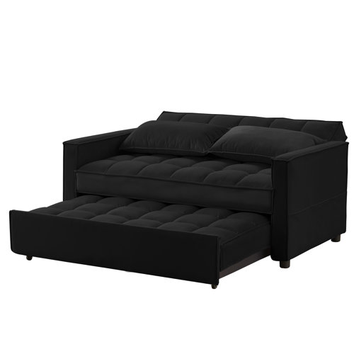 Mercer41 Ledjona Velvet Convertible Sofa Bed Pull Out Sleeper Sofa